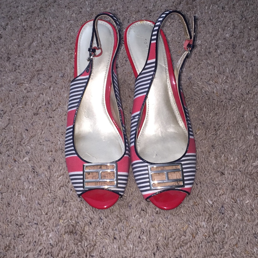 Red, white,and black high heels